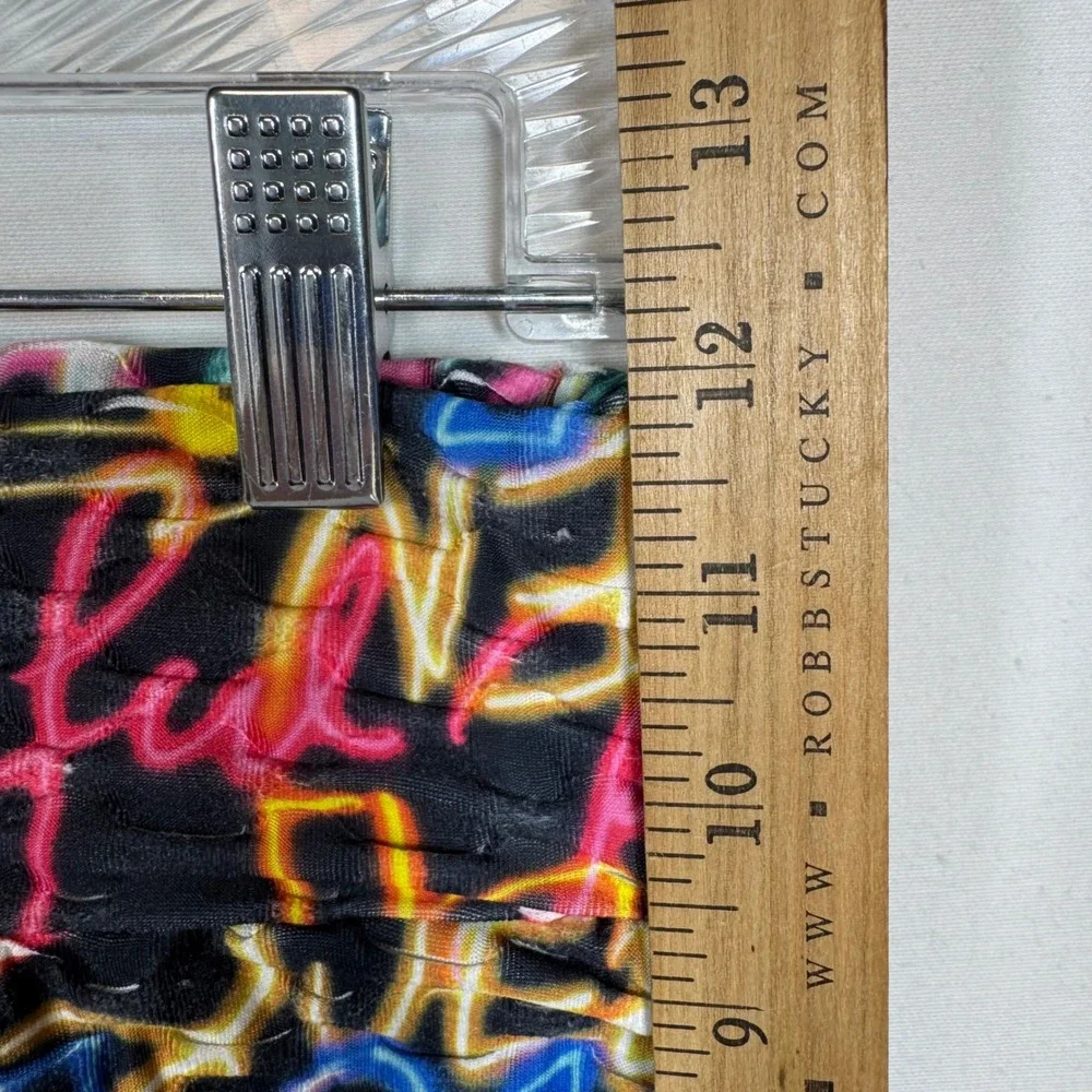 Neon Graffiti Print Shorts Festival Rave Drawstring High Waist Y2K Sz S/M No Tag